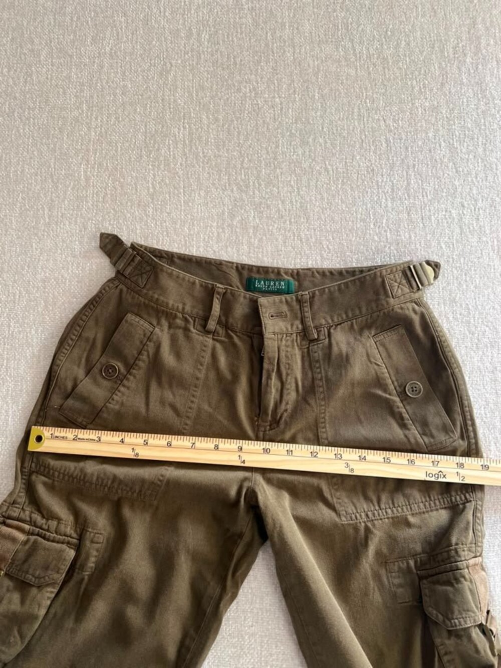 Lauren Ralph Lauren Petite 4P Brown Cargo Pants Women Utility Wide Leg - Picture 4 of 14